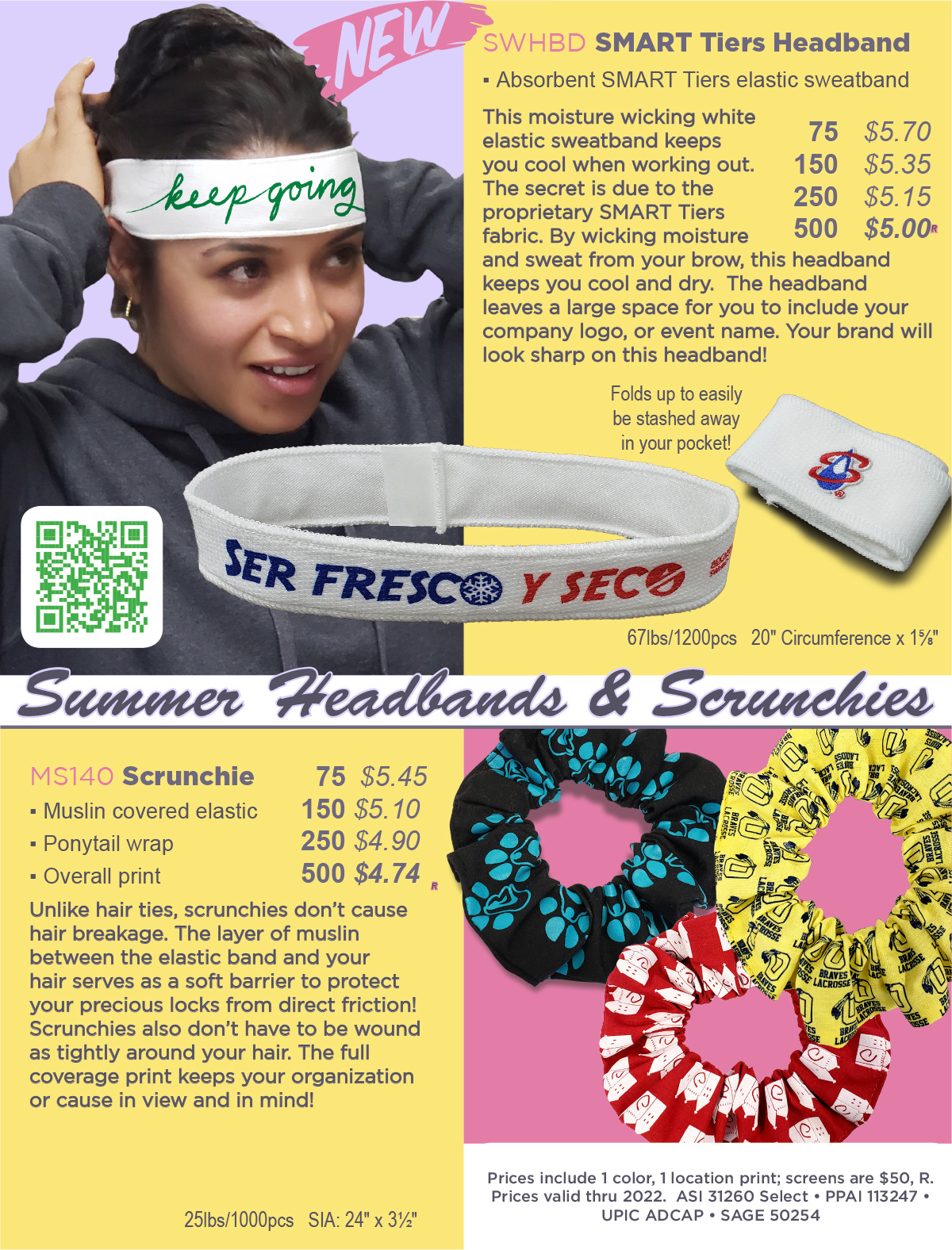 Client-Safe Ad: STHBD SMART Tiers Headband as low as $5 (R) & MS140 Scrunchies as low as $4.74 (R)